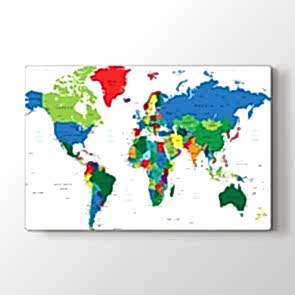 Ofis İçin Dünya Haritası Tablosu - Kanvas Tablo