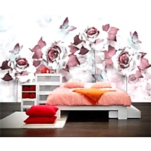 Pembe Tonlu Güller - 3D Duvar Kağıdı Uygulama