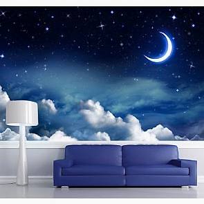 Ay ve Bulutlar Gökyüzü ve Uzay Duvar Kağıdı Modeli