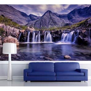 Dağlık Şelale 3 Boyutlu Duvar Kağıdı