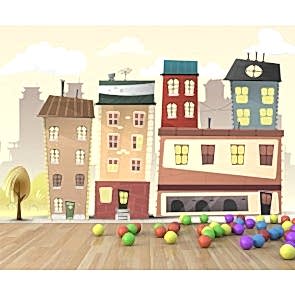 Anaokulu Mahallesi - Anaokulu ve Kreş için 3D Duvar Kağıdı