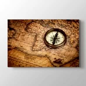 Pusula İle Dünya Tablosu | Dünya Haritası Tablosu