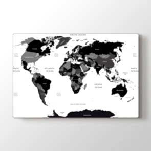 Siyah Beyaz Dünya - Siyah Beyaz Kanvas Tablosu