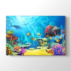 Derinliklerdeki Eğlenceli Dünya Tablosu | Genç Odası Tabloları