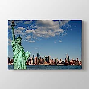 Özgürlük Heykeli - Şehir Duvar Dekoru Kanvas Tablo