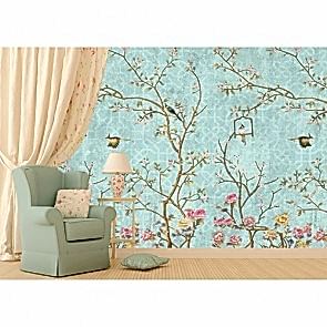 Kuş ve Ağaç Motifleri - 3D Duvar Kağıdı Uygulama