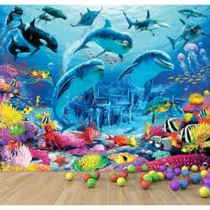 Sualtı Canlıları 3 Boyutlu Resimli Duvar Kağıdı