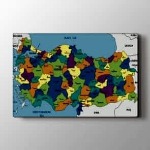 Koyu Tonlarda Türkiye Haritası Tablosu | Dünya Haritası Tabloları