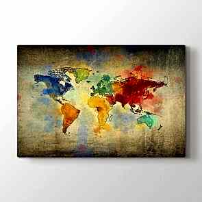 Keçeli Kalem Dünyası Tablosu | Dünya Haritası Kanvas