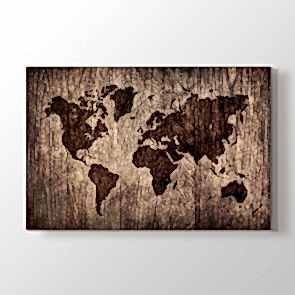 Ahşap Döşeme Dünya Haritası - Ofis Duvar Tablosu Modeli