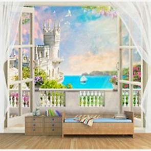 Pencereden Masal Şatosu - Pencere Resimli Duvar Kağıdı Uygulama