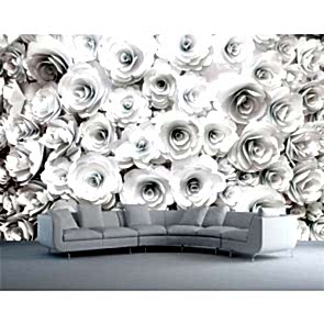 Beyaz Güller - 3D Duvar Kağıdı Uygulama