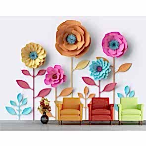 Kukla Çiçekler - 3D Duvar Kağıdı Uygulama