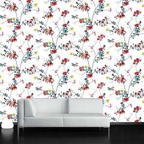 Çiçekli Dallar 3 Boyutlu Çiçek Desenli Çiçekli Duvar Kağıdı