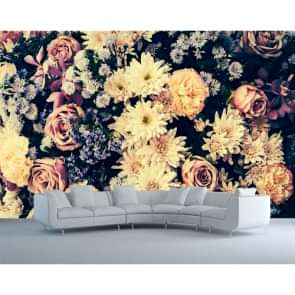 Nostaljik Çiçekler Çiçek Desenli Duvar Kağıdı Modeli