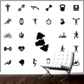 Spor Salonu İkonları 3D Duvar Kağıdı Modeli