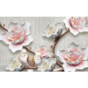 Ahsap Üzerine Çiçekler