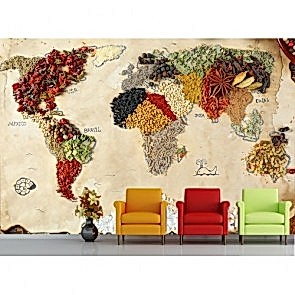 Kuruyemiş ve Baharatlardan Dünya 3 Boyutlu Duvar Kağıdı
