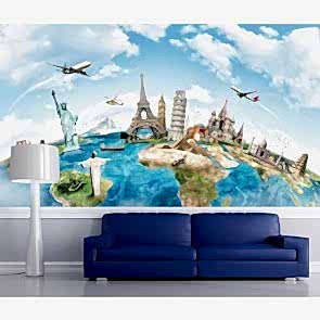 Yüzeysel Dünya Simgeleri 3 Boyutlu Duvar Kağıdı