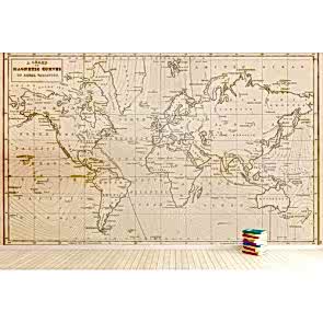 1844 Yılı Dünya Haritası Resimli 3 Boyutlu Duvar Kağıdı