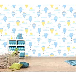 Mavi Balonlar Gökyüzünde - 3D Duvar Kağıdı Uygulama