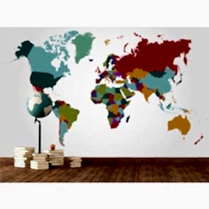 Renk Parçalarından Dünya - Harita Duvar Kağıdı Modeli