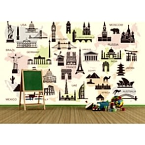 Dünyadaki Mimari İkonlar 3 Boyutlu Duvar Kağıdı