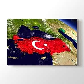 Uzaydan Ay Yıldız Tablosu | Harita Kanvas Tablo