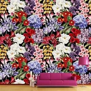 Çiçeklerin Büyüsü 3 Boyutlu Çiçek Desenli Çiçekli Duvar Kağıdı