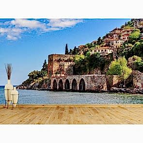 Alanya Eski Gemi Tersanesi Resimli Manzara Duvar Kağıdı