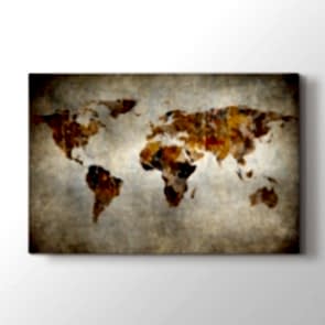 Sanatsal Dünya Haritası - Ofis Resimli Kanvas Tablo Modeli