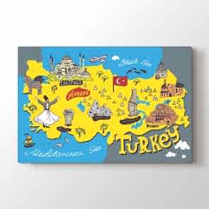 Türkiye Turistik Simgeler Haritası Tablosu | Dünya Haritası Tablosu