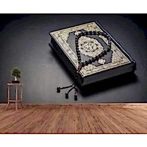 Kuran ve Tesbih 3 Boyutlu Resimli Duvar Kağıdı