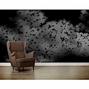 Kara Kuşlar 3 Boyutlu Duvar Kağıdı