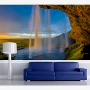 Mağaradan Şelale 3 Boyutlu Duvar Kağıdı