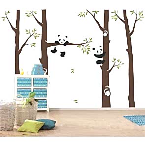 Pandalar Ormanda - 3D Duvar Kağıdı Uygulama