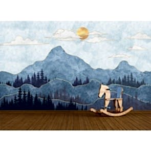 Sanatsal Dağ Manzarası - 3 Boyutlu Duvar Kağıdı Uygulama
