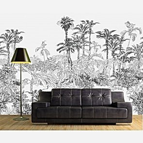 Karakalem Orman Çalışması - 3D Duvar Kağıdı Uygulama Örneği