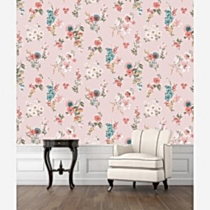 Pembe Çiçekli Duvar 3 Boyutlu Çiçek Desenli Çiçekli Duvar Kağıdı