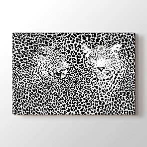 Leopar Deseni - Siyah Beyaz Dekoratif Duvar Tablosu