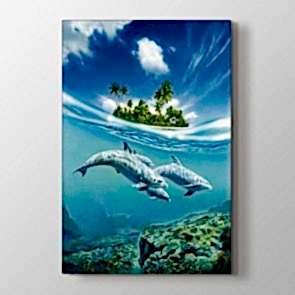 Özgür Yunuslar - Vahşi Yaşam Resimli Kanvas Tablo Modeli