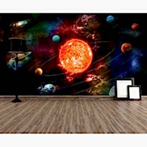 Fantastik Güneş Sistemi 3 Boyutlu Duvar Kağıdı
