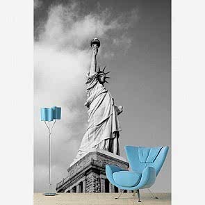 Siyah Beyaz Özgürlük Heykeli 3 Boyutlu Duvar Kağıdı