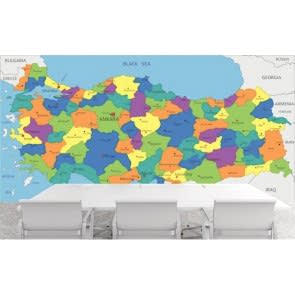 Koyu Tonlarda Türkiye Haritası 3 Boyutlu Duvar Kağıdı