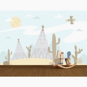 Kovboy Şehri - 3D Çocuk ve Bebek Odası Duvar Kağıdı Uygulama