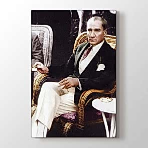 Atatürk Kahve Keyfi Tablosu | Atatürk Kanvas Tablo Modeli