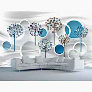 Dairesel Çiçekler - 3D Duvar Kağıdı Uygulama