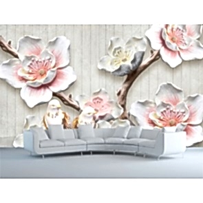 Ahsap Üzerine Çiçekler - 3D Duvar Kağıdı Uygulama