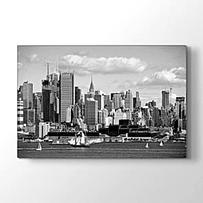 Siyah Beyaz Şehir Manzarası - Siyah Beyaz Kanvas Tablo Modeli