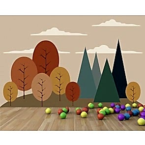 Renkli Ağaçlar - 3D Çocuk ve Bebek Odası Duvar Kağıdı Uygulama